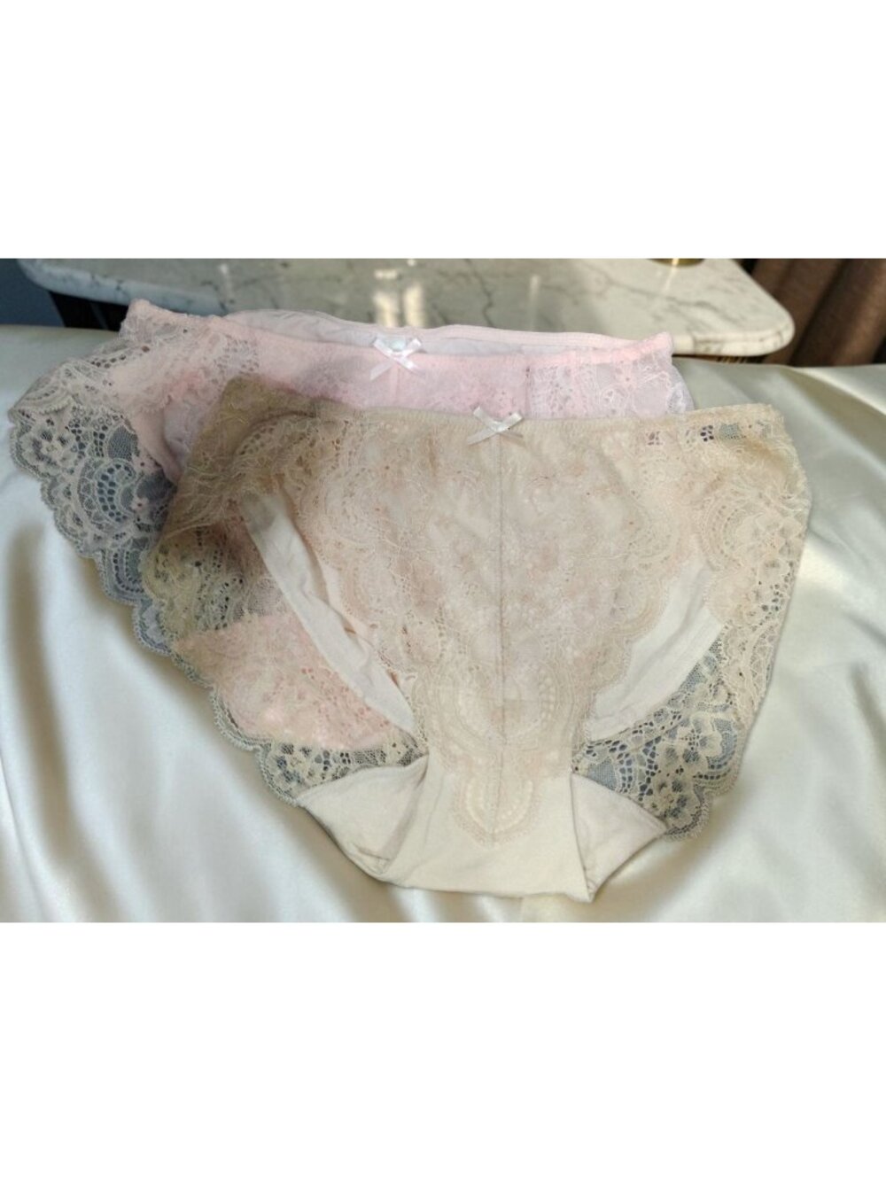 Bradelis New York Lace Pink/Beige  Panty (2) Floral Size M NEW WITHOUT TAGS!
